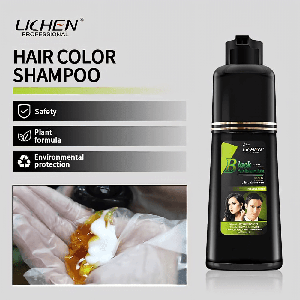 Instant Hair Color Shampoo With Argan Oil & Vitamin B5-NATURAL BLACK COLOR