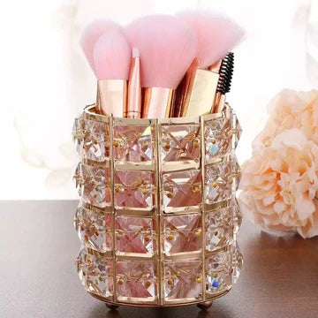 Metal Crystal Round Makeup Brush Holder