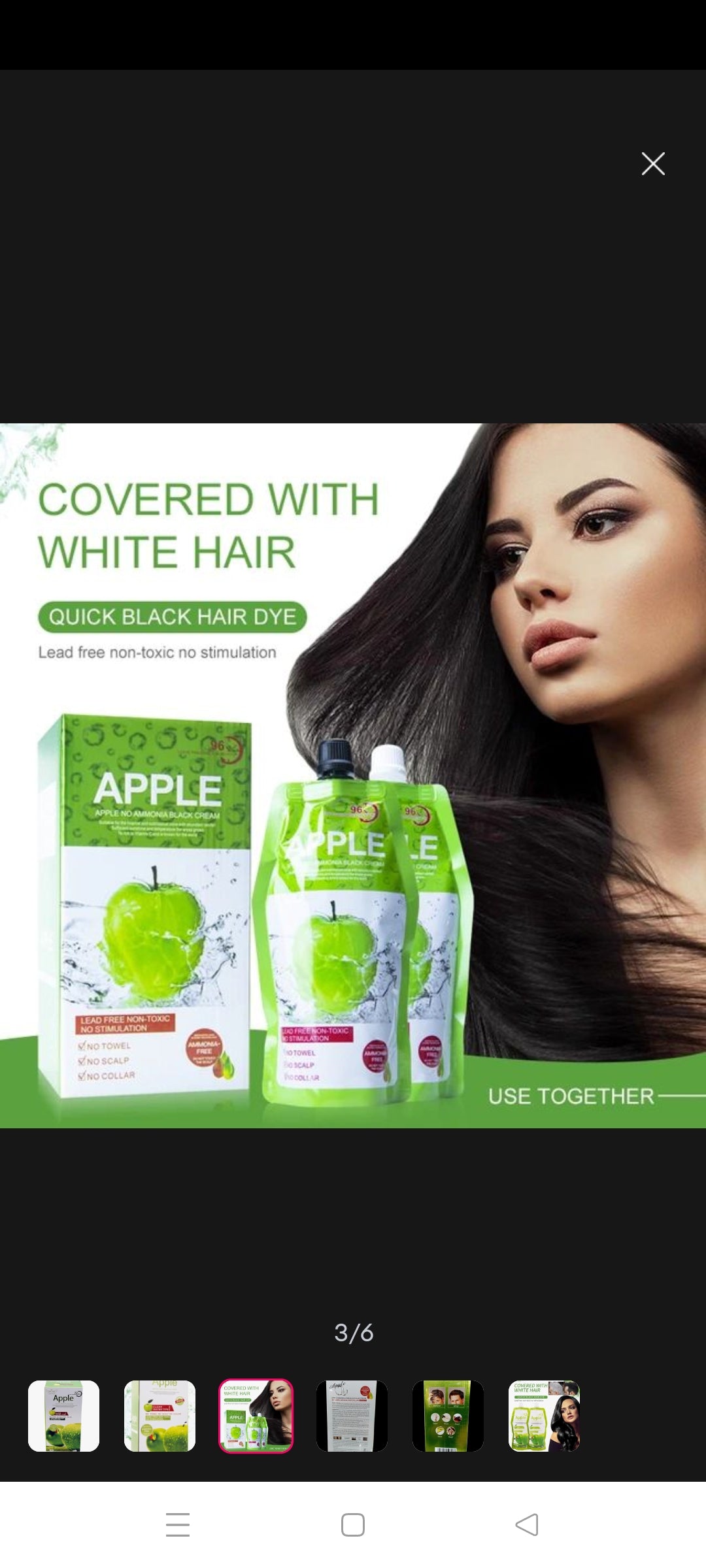 Apple Hair Color 96 Natural Black Ammonia Free